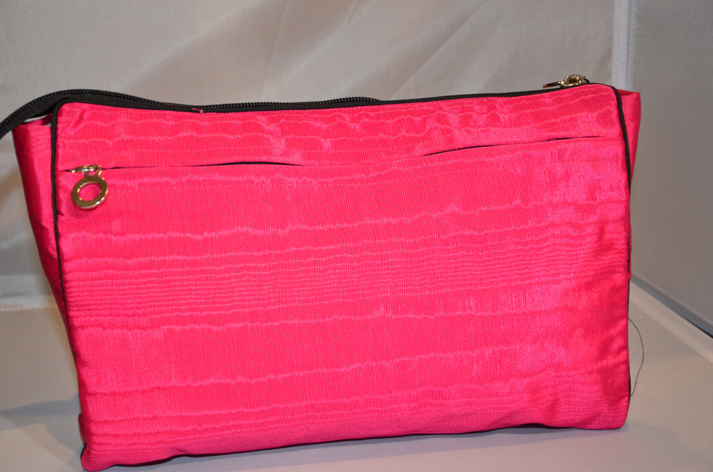 Cerise with black trim cosmetic case backside