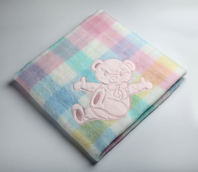 Pink Bear Plaid Blanket
